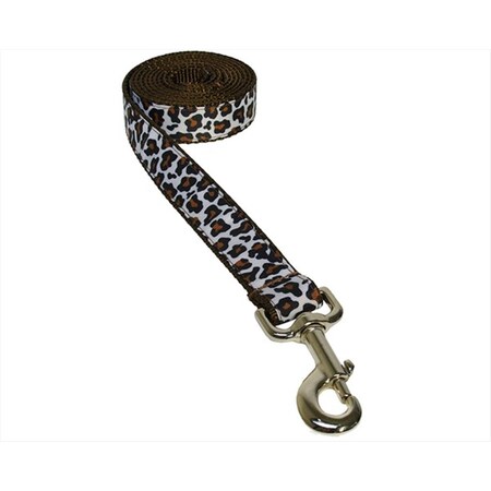 FlyFree 6 ft. Leopard Dog Leash44; White & Brown - Medium